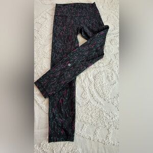 Lululemon Black and Pink Patterned Leggings